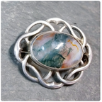 THOMAS EBBUTT Moss Agate Brooch - Scottish Silver c.1967 - 9g