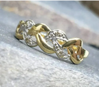9ct GOLD Celtic Twist Diamond RING - Size UK O (us 7) - 1.2g
