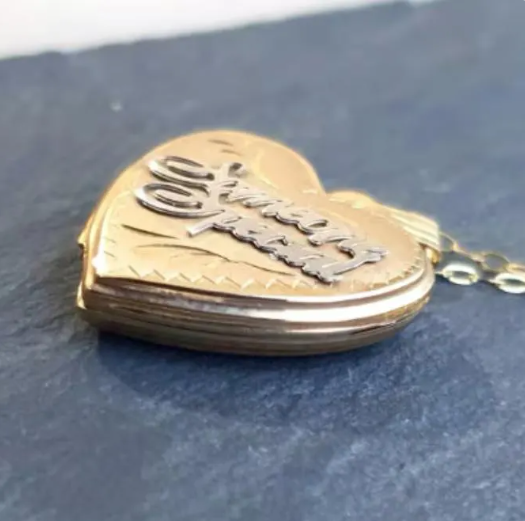 9ct GOLD Heart Locket Necklace 'Someone Special' on 16" Chain - 2.1g