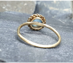 9ct Gold Misty BLUE CHALCEDONY Moonstone RING - Vintage - Size uk P (7.5) - 1.7g