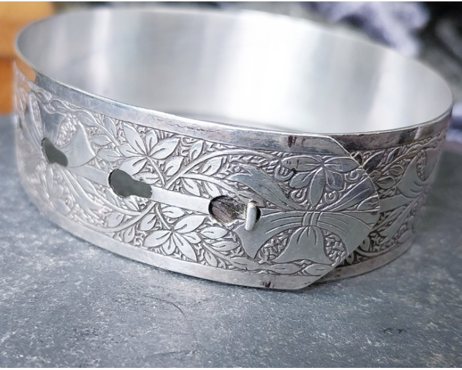 Charles Horner SILVER Buckle BANGLE Bracelet - Chester circa 1947 - 21.7g