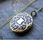 Antique 9ct Gold LOCKET NECKLACE - Black Enamel 'In Memory Of' on 18" Chain 5.5g