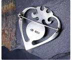 Vintage SILVER CAITHNESS BROOCH - Millefiori Heart and Crown Luckenbooth - 10.4g