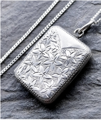 Edwardian SILVER Rectangular LOCKET, Chester 1908 on 18" Chain - 5.2g