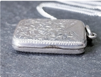 Edwardian SILVER Rectangular LOCKET, Chester 1908 on 18" Chain - 5.2g