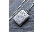 Edwardian SILVER Rectangular LOCKET, Chester 1908 on 18" Chain - 5.2g