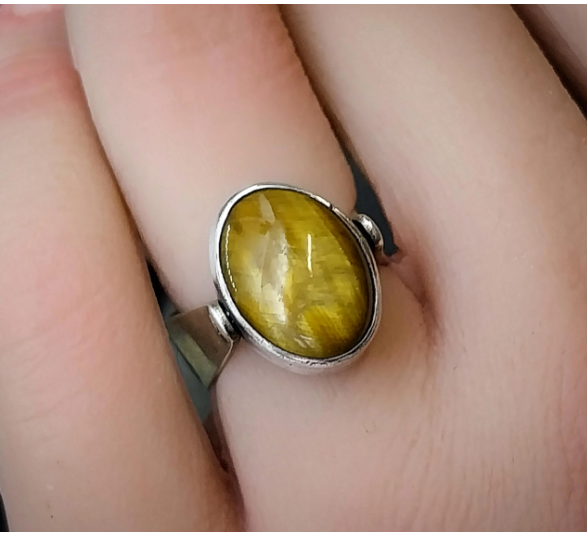 Vintage SPINNER RING - Onyx and Tigers Eye Sterling Silver - uk size K (5) 6g