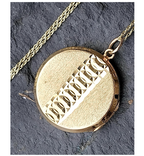 Antique 9ct GOLD Round Locket with Geometric Design on 20" Chain - 5.2g