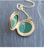 Antique 9ct GOLD Round Locket with Geometric Design on 20" Chain - 5.2g