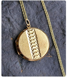 Antique 9ct GOLD Round Locket with Geometric Design on 20" Chain - 5.2g