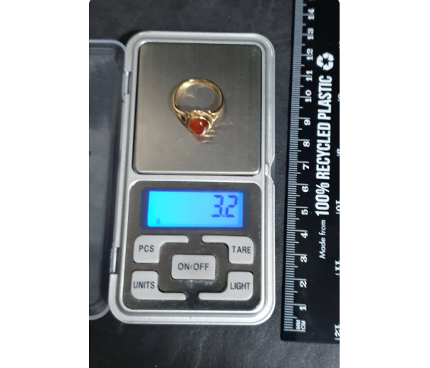 Vintage 9ct GOLD CARNELIAN Ring c 1978 - Size uk Q 1/2 (us 8.5) - 3.2g
