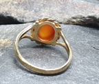 Vintage 9ct GOLD CARNELIAN Ring c 1978 - Size uk Q 1/2 (us 8.5) - 3.2g