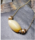 Antique 9ct Gold Chain Necklace with Spinning Agate Choker 13" - 6.8g