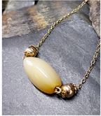 Antique 9ct Gold Chain Necklace with Spinning Agate Choker 13" - 6.8g