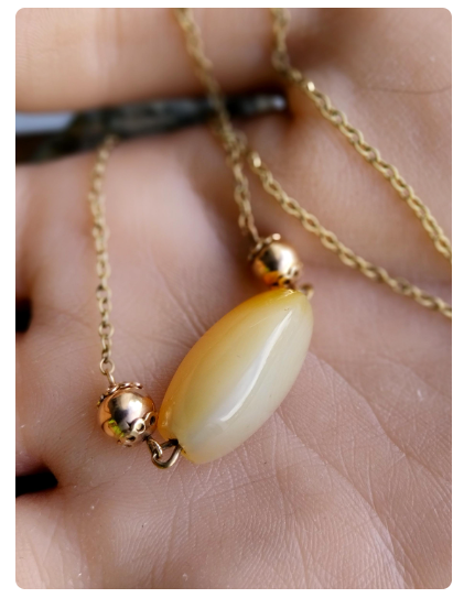 Antique 9ct Gold Chain Necklace with Spinning Agate Choker 13" - 6.8g