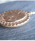 Large 9ct Gold Locket Necklace - Oval Scroll on 18" Chain - 10.6g