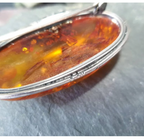 Sterling Silver Large Vintage  AMBER Brooch - Rose - 20.9g