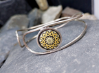 Vintage SILVER  BANGLE Bracelet - Enamel Mandela Star - 10.9g