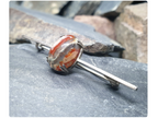 Antique 935 silver Moss Agate Bar Brooch - pin - 4.1g