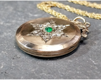 Antique 9ct Gold LOCKET - Circular with Paste Stones Star on 18" Chain - 6g