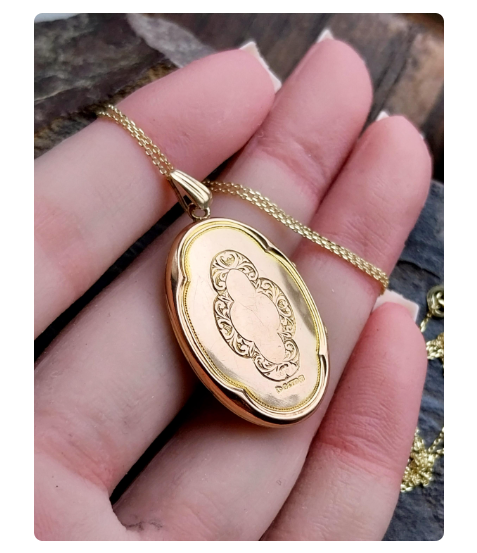 Antique 9ct ROSE GOLD LOCKET - Chester Hallmarks 1910 on 20" Chain - 4.2g