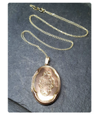Antique 9ct ROSE GOLD LOCKET - Chester Hallmarks 1910 on 20" Chain - 4.2g
