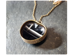 Antique 9ct ROSE GOLD Banded Agate locket pendant on Barrel Clasp 16" chain 7.7g