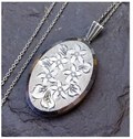 Georg Jensen SILVER LOCKET Necklace, 5 Flowers on  18" Chain - 8.7g