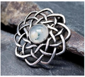 Vintage Sterling Silver Moss Agate Spiral  Brooch - 4.8g
