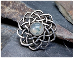Vintage Sterling Silver Moss Agate Spiral  Brooch - 4.8g