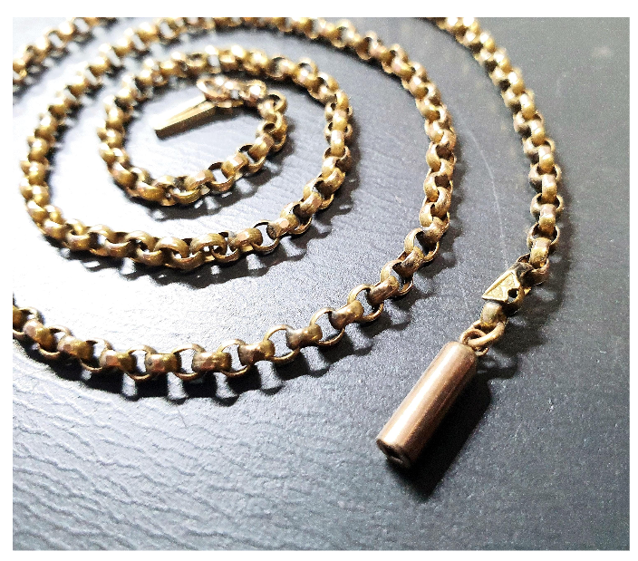 Antique 9ct GOLD BELCHER Chain Necklace with Barrel Clasp & Tab - 17" - 5.4g