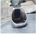 Huge SILVER ONYX Signet Ring - Jet Black Stone - Size uk O ( us 7) - 15.7g