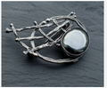 AVI SOFFER BROOCH - Sterling Silver & Hematite - Modernist, Brutalist - 17.1g
