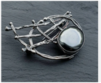 AVI SOFFER BROOCH - Sterling Silver & Hematite - Modernist, Brutalist - 17.1g