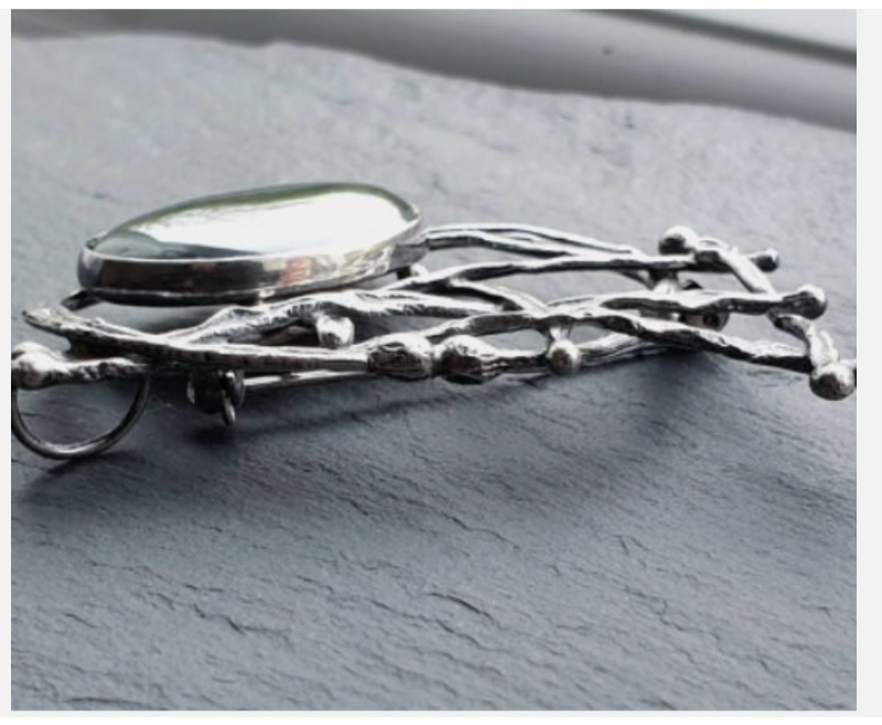 AVI SOFFER BROOCH - Sterling Silver & Hematite - Modernist, Brutalist - 17.1g