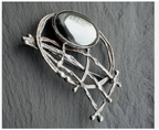 AVI SOFFER BROOCH - Sterling Silver & Hematite - Modernist, Brutalist - 17.1g