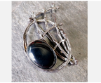 AVI SOFFER BROOCH - Sterling Silver & Hematite - Modernist, Brutalist - 17.1g
