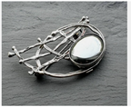 AVI SOFFER BROOCH - Sterling Silver & Hematite - Modernist, Brutalist - 17.1g