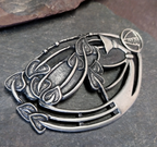 Huge ORTAK SCOTLAND  Silver PEWTER Pin BROOCH Scottish Cloak Kilt - 41g