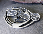 Huge ORTAK SCOTLAND  Silver PEWTER Pin BROOCH Scottish Cloak Kilt - 41g