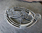 Huge ORTAK SCOTLAND  Silver PEWTER Pin BROOCH Scottish Cloak Kilt - 41g