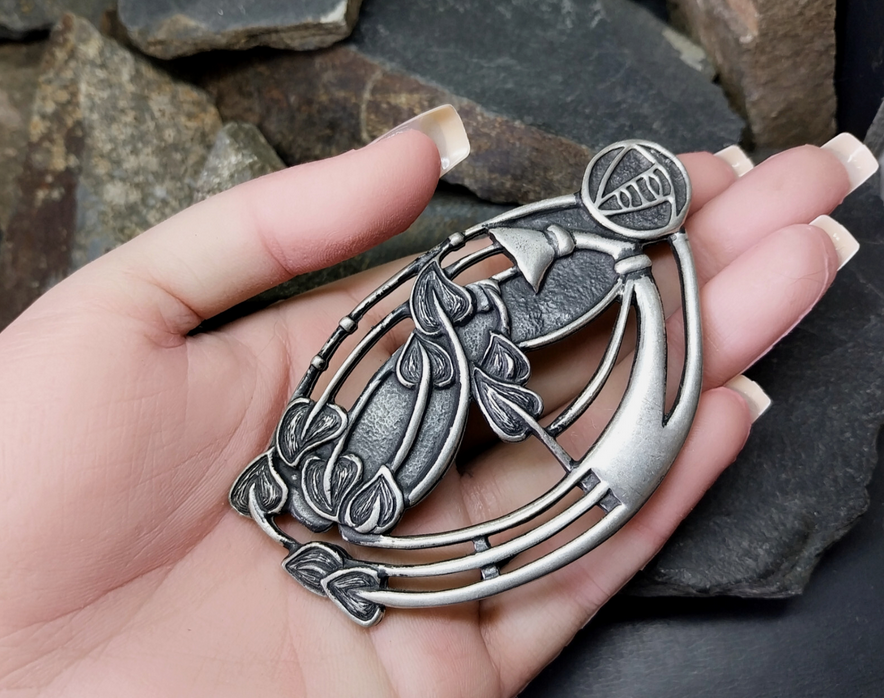 Huge ORTAK SCOTLAND  Silver PEWTER Pin BROOCH Scottish Cloak Kilt - 41g