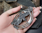 Huge ORTAK SCOTLAND  Silver PEWTER Pin BROOCH Scottish Cloak Kilt - 41g