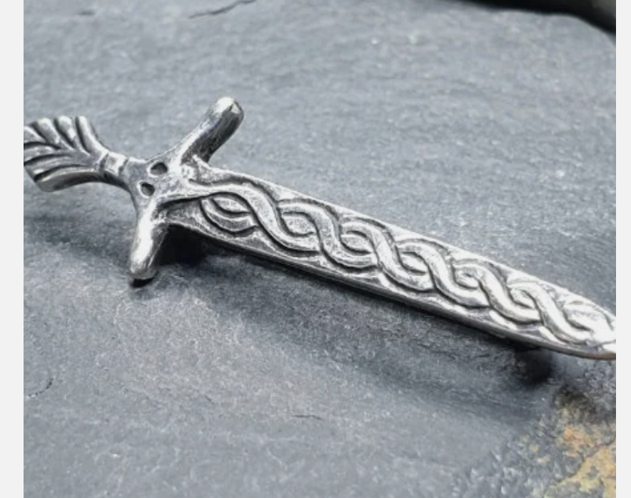 Vintage KILT PIN Dirk - Sword by Cook, Holland & Co - Sterling Silver c.1950s -