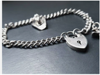 Vintage STERLING SILVER LINK BRACELET with 3 Charms and Padlock Lock 18.1g