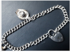 Vintage STERLING SILVER LINK BRACELET with 3 Charms and Padlock Lock 18.1g