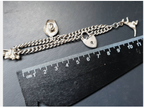 Vintage STERLING SILVER LINK BRACELET with 3 Charms and Padlock Lock 18.1g