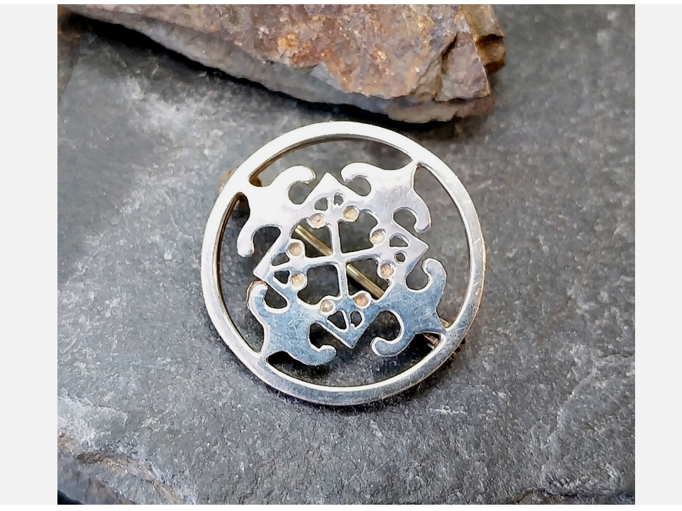 ORTAK SILVER  Brooch - Celtic Scottish St Magnus Cross - Malcolm Gray