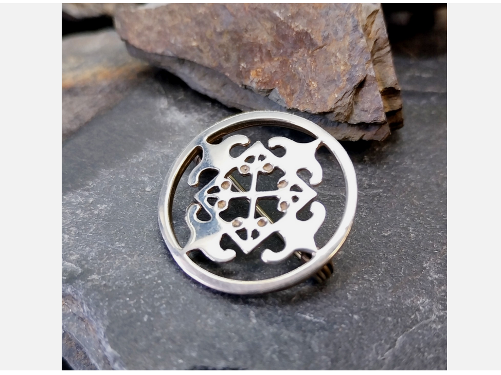 ORTAK SILVER  Brooch - Celtic Scottish St Magnus Cross - Malcolm Gray