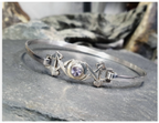 Sterling SILVER BANGLE Bracelet - with Light Purple Amethyst Stone - 7.4g